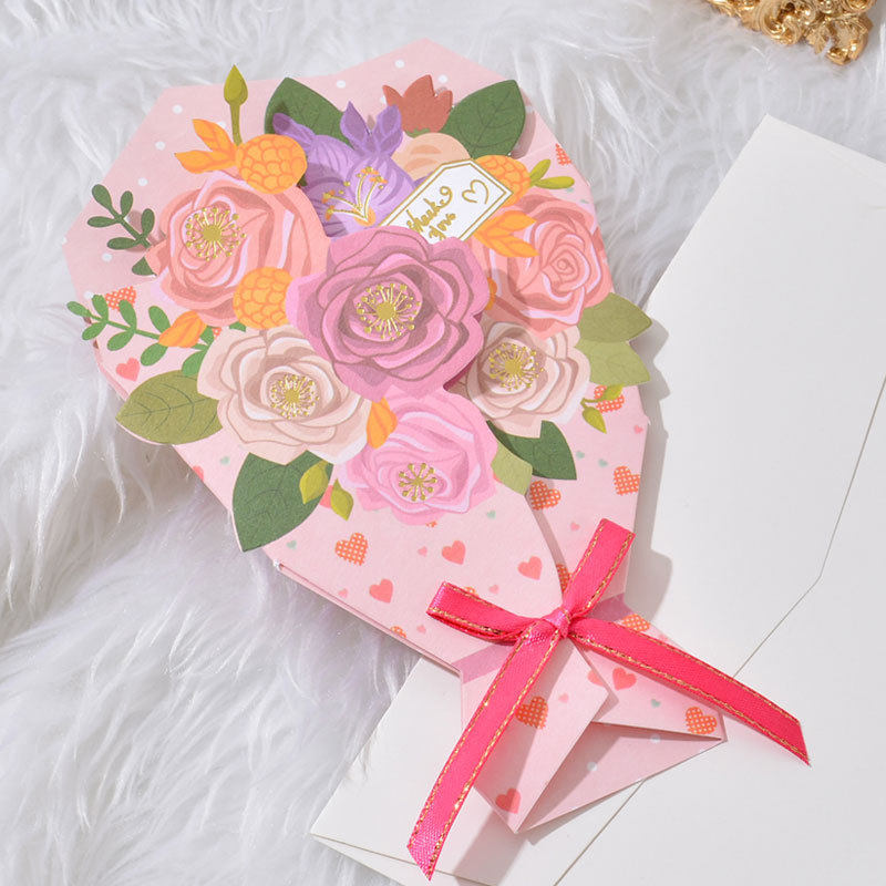 母亲节贺卡鲜花生日ins立体手绘