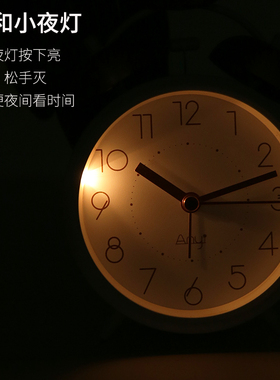热销极简闹钟表床头懒人s闹铃静音夜灯光小学生用定时学习书桌卧