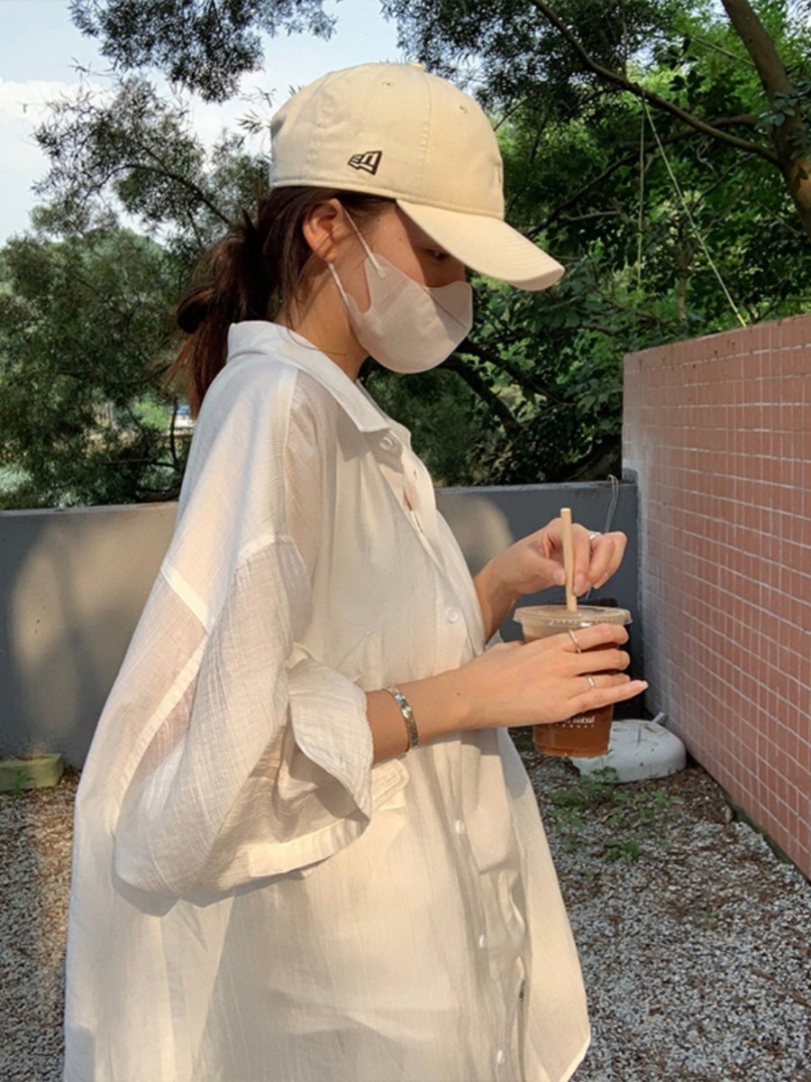 LIL CHER白色长袖衬衫女春秋薄款宽松韩版慵懒风天丝外套上衣通勤,女装/女士精品,衬衫,淘宝优惠券,粉丝福利购,淘宝优惠卷