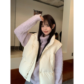 LIL CHER杏色羽绒马甲女冬季 宽松外穿坎肩马夹高级感轻薄上衣外套