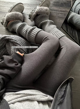 LIL CHER 加绒版打底裤 企鹅绒金棉纱线3d立体宽松显瘦打底裤秋冬