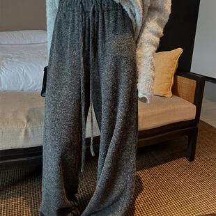 女新款 LIL CHER奶酥起司绒绒新面料羊毛混纺宽松显瘦慵懒大长腿裤