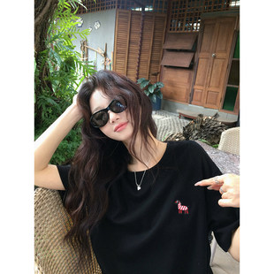 丝光绣小马标JI简t恤上衣春夏新款 LIL 高密长绒棉 本命小马 CHER