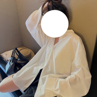  团队人手一件防晒随意时髦感弯刀袖宽松男朋友衬衫女慵懒风