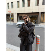 LIL CHER新干部&男女可穿 老钱又机车高质感翻领极简棉服外套秋冬