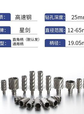 ODM打定OCD制星高速钢m剑25m深通用柄钢结构孔打钢板套料钻空心钻