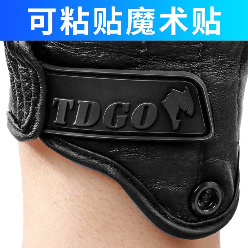 皮质摩托车手套夏季半指透气机车赛车骑行手套Q男四季防摔防风防