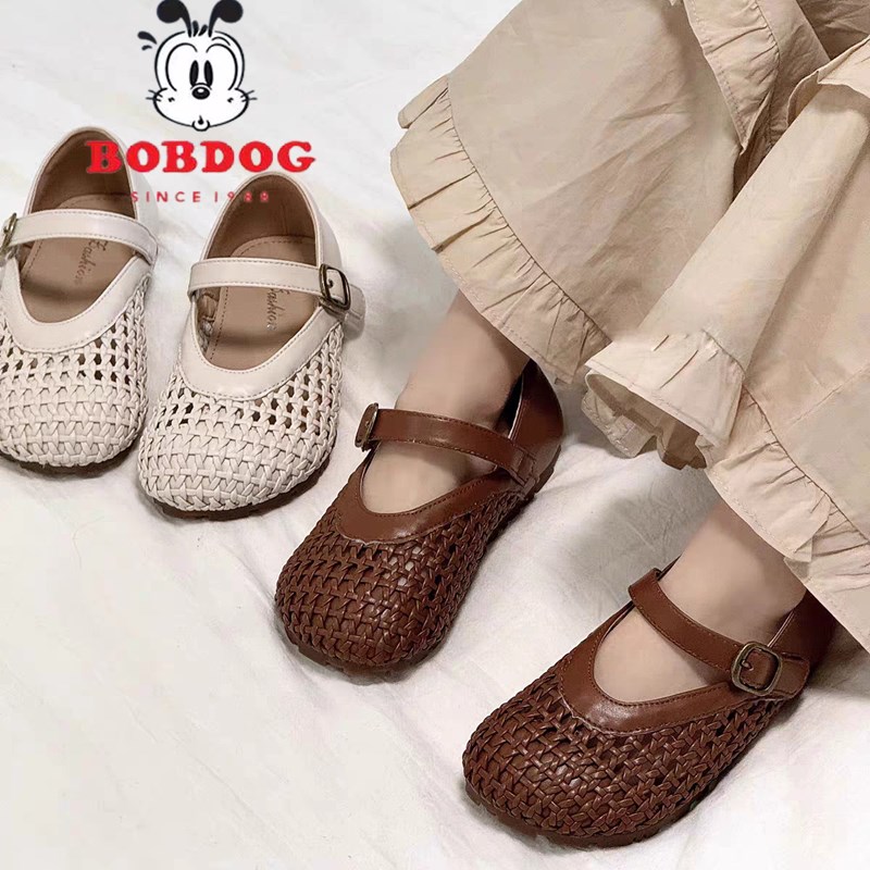 真皮女童编织单鞋2024春夏新款儿童鞋子软底小女孩包头凉鞋公主鞋