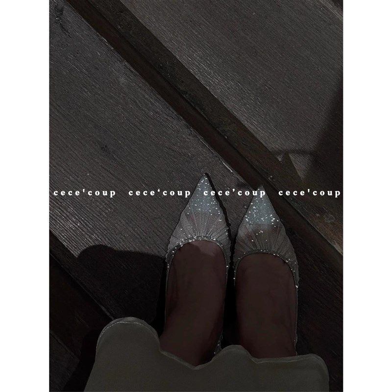 一眼爱上!太仙了吧!10/08 网纱闪粉高跟鞋 尖头婚鞋平底单鞋女,女鞋,浅口单鞋,淘宝优惠券,粉丝福利购,淘宝优惠卷