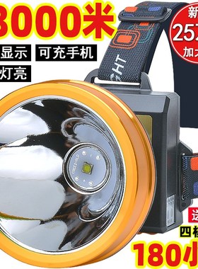 强光可充电头灯超亮头戴式照明电筒锂电超长续航ledY户外防水矿灯