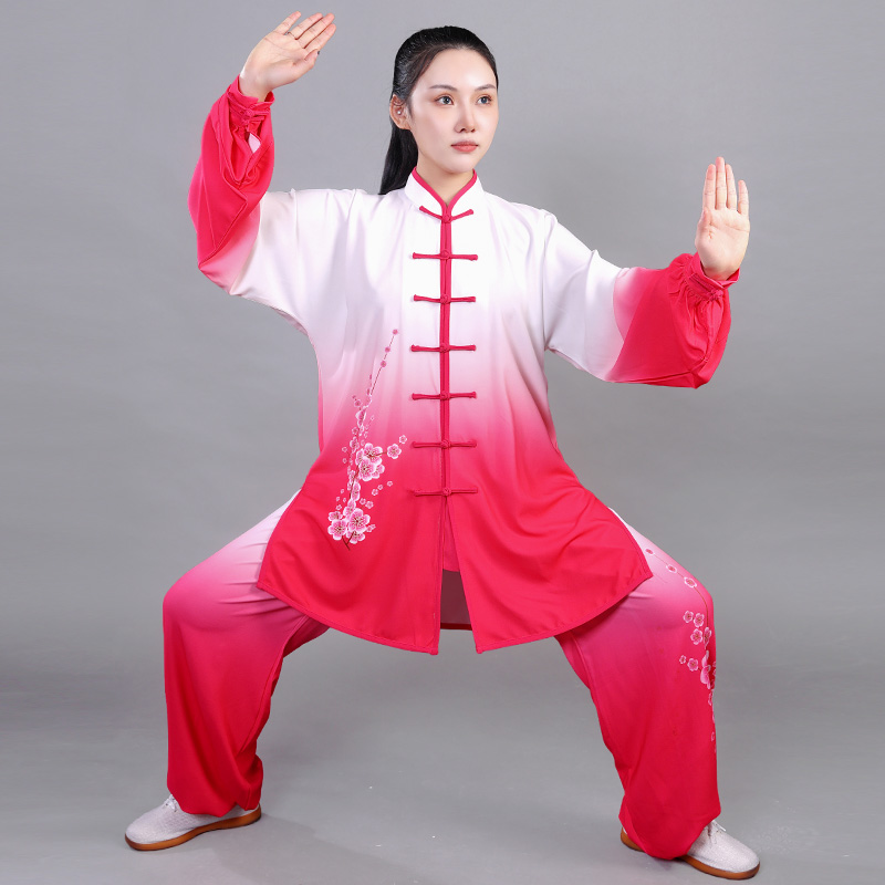 新款渐变色e太极服女春夏太极拳练功服男女武术比赛服中国风表演