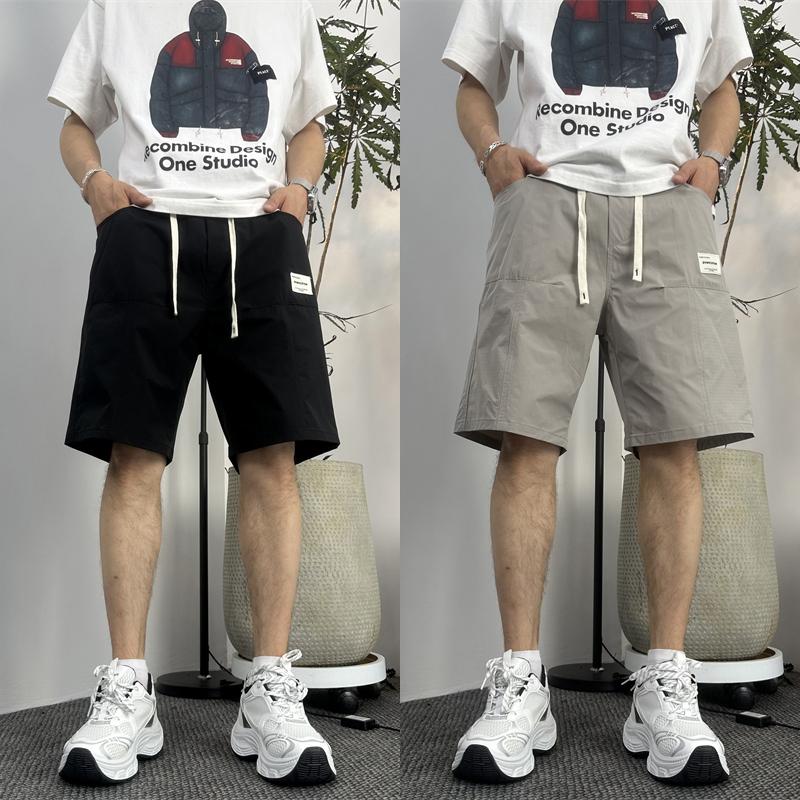 夏季短裤男款时尚运动休闲五分裤子灰色潮牌外穿中裤大.码薄款直