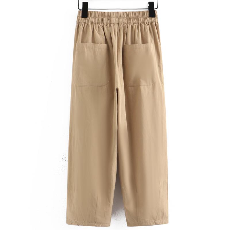松日系薄棉麻DAQ阔腿裤大款码女裤加肥装加大休闲工裤宽显瘦直筒
