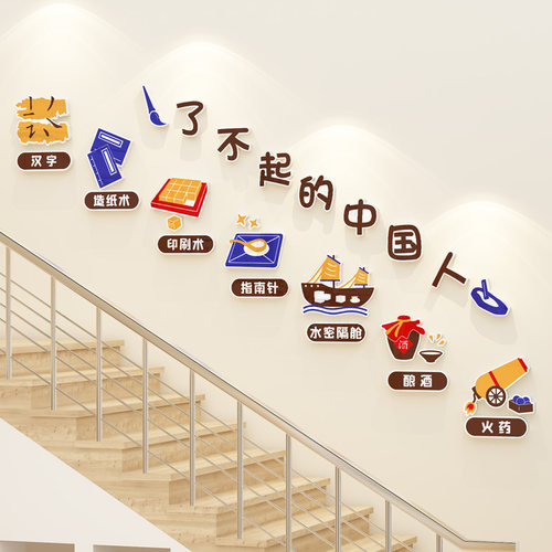 幼儿园环创主题墙成品传统文化墙贴环G境布置教室走廊楼梯墙面装