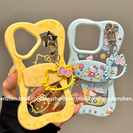 折叠支架HelloKitty猫带挂件适用苹果16promax手机壳iphone14女款15pro新款13pro防摔16保护套少女心甜美网红