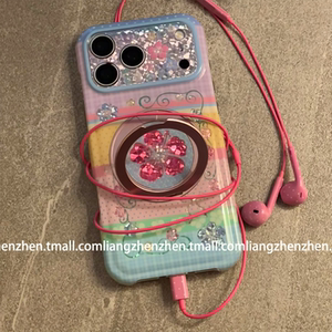 冰裂粉色扶桑花手机壳保护套