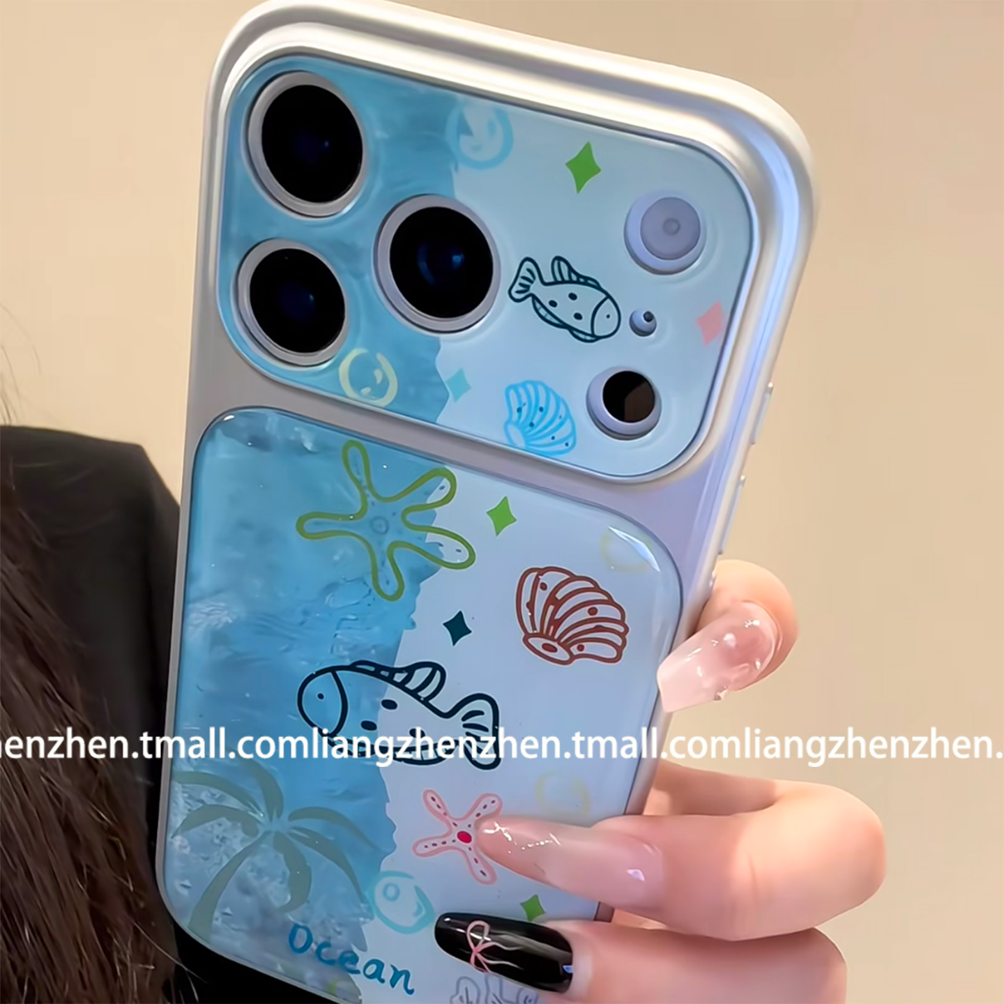 高级感ins韩系海洋小鱼适用苹果17promax手机壳iphone16pro女款15新款13可爱14少女心电镀大视窗高级感个性潮