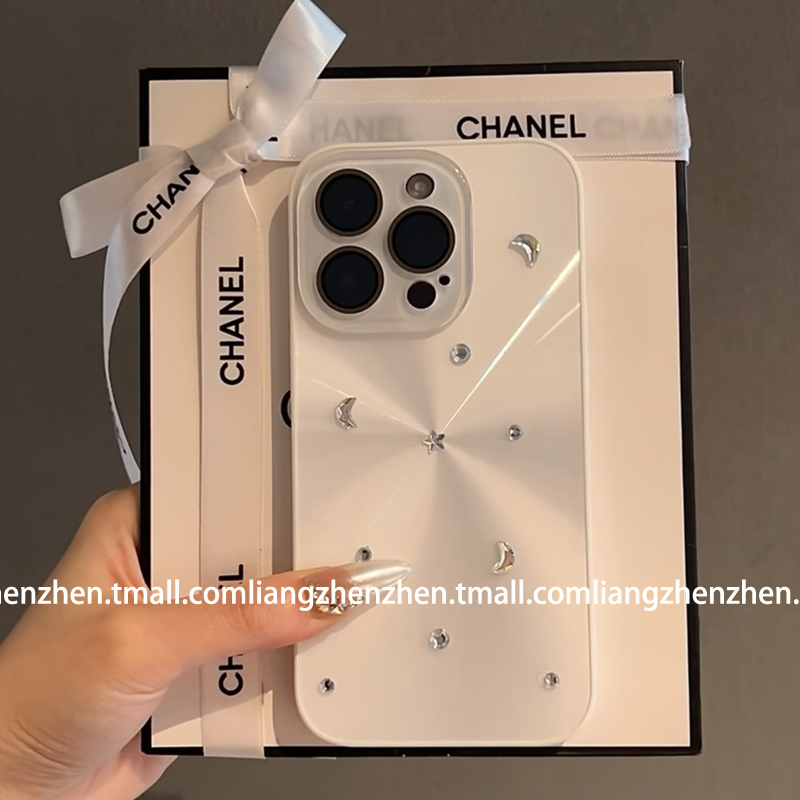 白色极光月亮星星镜头膜适用苹果16promax手机壳iphone17女款15pro新款13高级14创意高级感12软边硬壳p防摔11