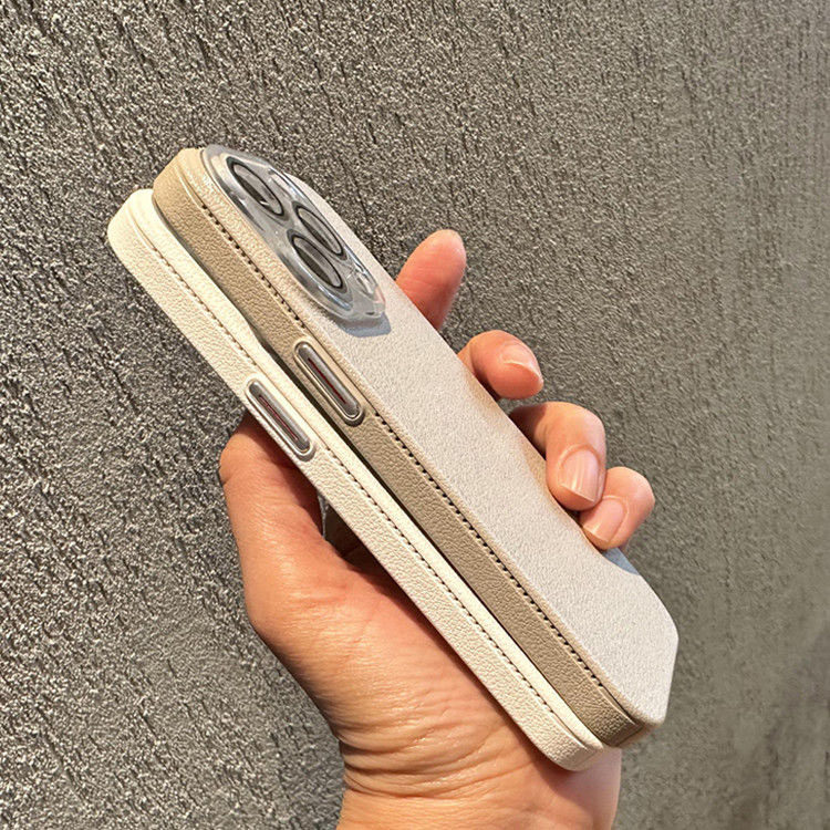 高级感荔枝纹适用17苹果16pro手机壳iphone15promax新款14plus耐脏13防指纹12皮质纯色全包防摔轻奢时尚硬套
