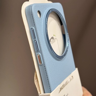 ins风浅蓝色荔枝纹手机壳