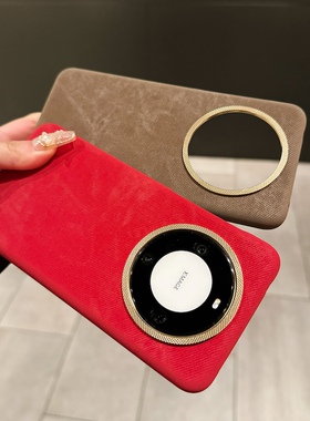 2024龙年中国红色法兰绒适用华为mate60pro手机壳mate60磁吸充电60pro+防摔高级感金属镜框秋冬男女款保护套