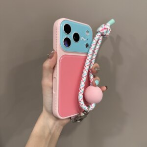带挂绳大视窗多巴胺可爱撞色适用苹果17promax手机壳新款iphone16全包15pro高级感14巨好看13防摔硅胶情侣女