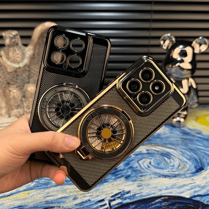 解压陀螺支架适用小米15手机壳14pro电镀散热网格小米13全包防摔12自带镜头膜红米K80K70超薄note13高级感硬