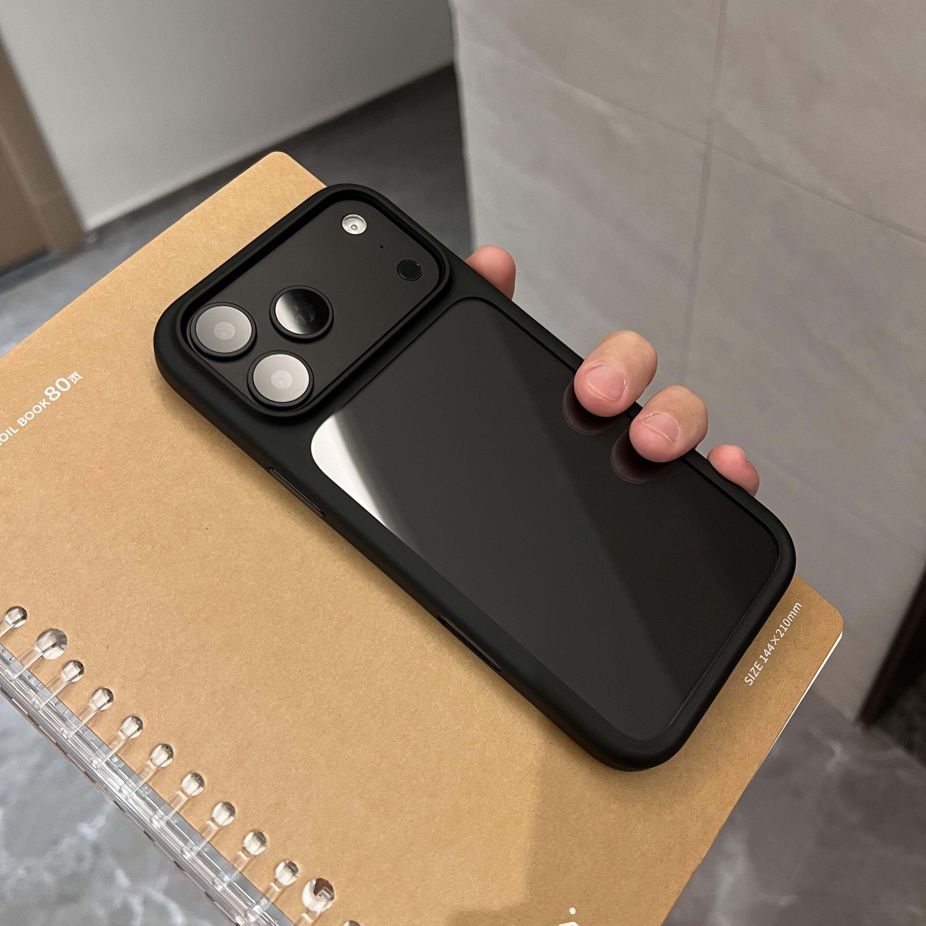 高级黑色质感透明适用于iphone18promax手机壳磨砂17ProMax拼接18pro大孔苹果17pro一体按键硅胶防摔高级感新