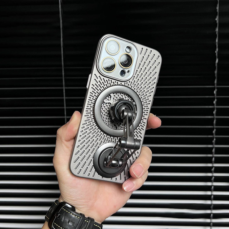 夏天镂空散热冰感磁吸适用苹果15新款手机壳高级感iphone14promax全包镜头15pro防摔15plus男女13小众12硬壳