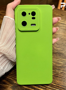 秋冬新款荧光绿色适用于小米14pro手机壳小米13液态硅胶纯色13pro高级感十四镜头全包xiaomi防摔保护套男女款