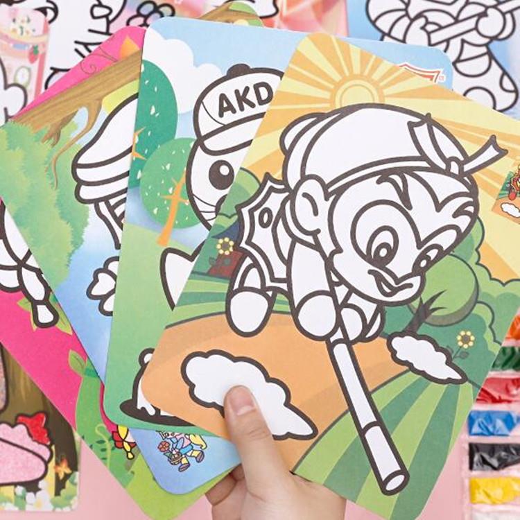 大号彩色底沙画砂卡通沙画画儿童益智玩具手工制作材料