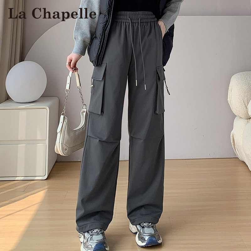 LaChapelle/拉夏贝尔秋冬上新90鸭绒防风直筒保暖加厚工装裤7536