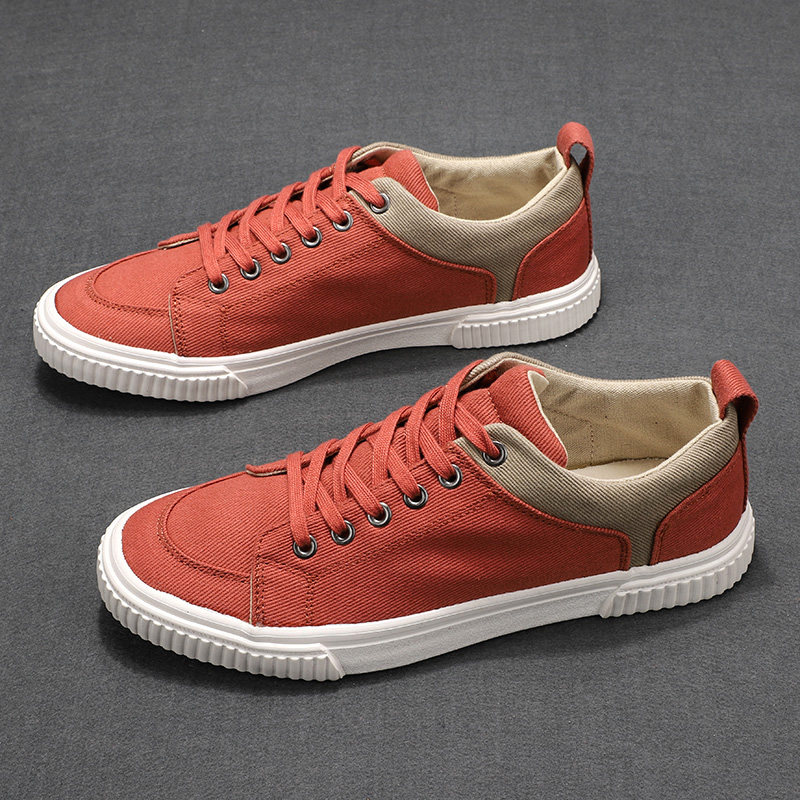 春季新款帆布鞋男士低帮透气休闲布鞋青年潮流圆头系带网红鞋子男