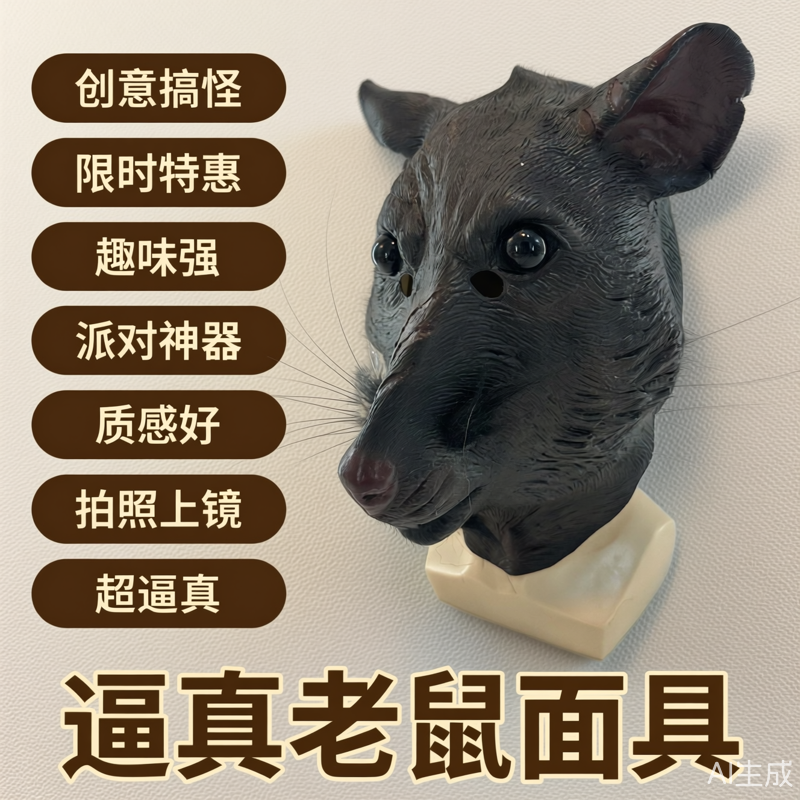 半角色扮演逼真怪物舞会全包吓人乳胶面具整蛊神秘感老鼠忍者神龟