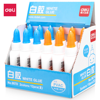 得力白胶强粘性尖嘴头可水洗手工木工DIY办公白乳胶90709071 9072