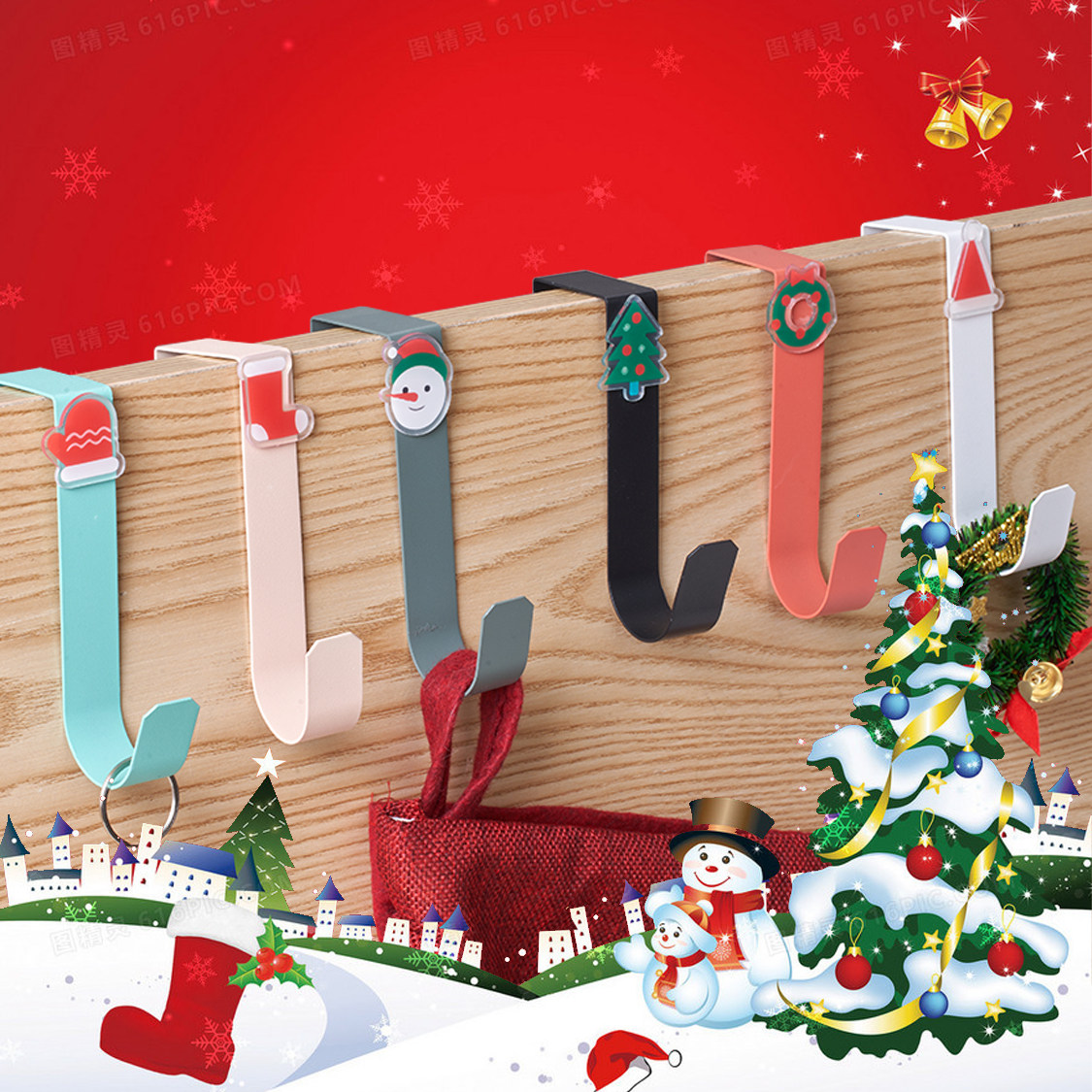 圣诞ins原创门后挂钩多功能金属门后后挂衣钩门上置物架橱柜收纳