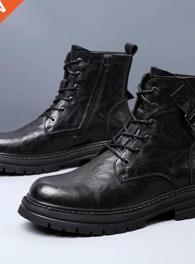 High Top Boots Men Leather Shoes Winter Ankle Military Boots