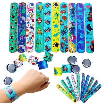 Ocean Party Cartoon Animals Slap Bracelets Shark Dolphin Und