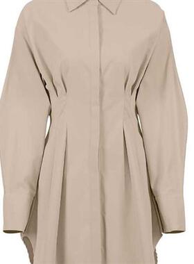 Mnealways18 Spring Summer Bodycon Dress Women Khaki Long Sle