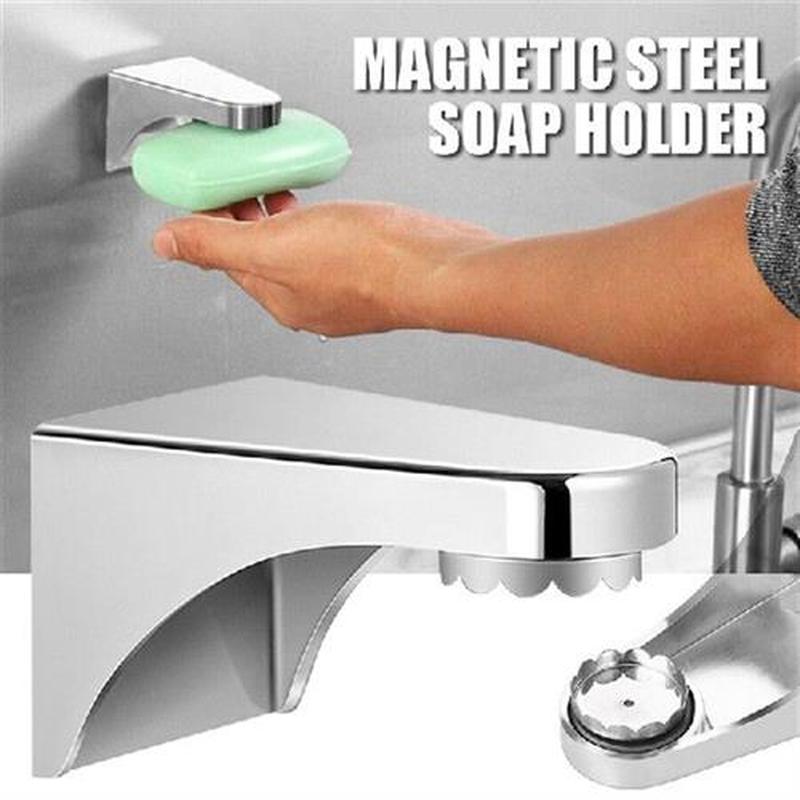 1pc Strong Magnetic Soap Container Stainless Steel Soap Hold