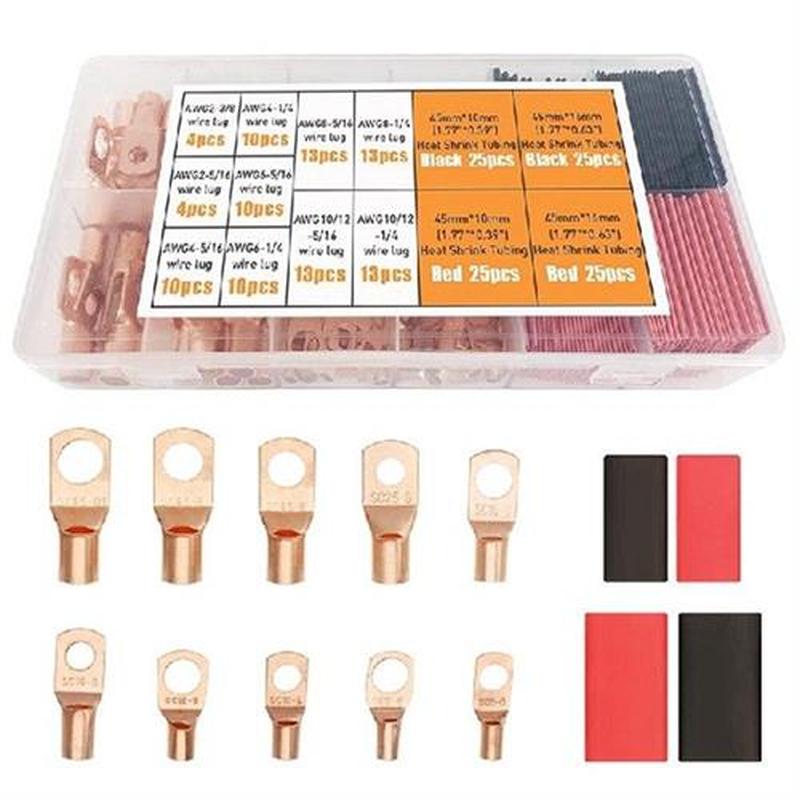 200Pcs Copper Wire Terminal Connectors AWG 2 4 6 8 10 12