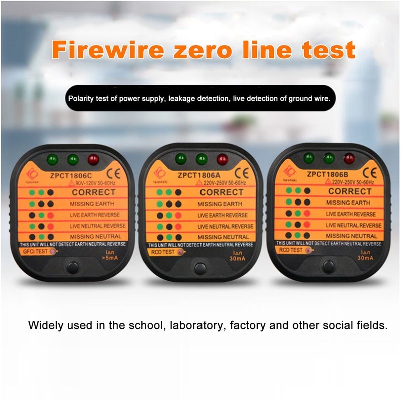 ZPCT1806A Outlet Socket Tester Detector Circuit Polarity Vo