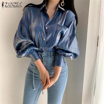 new ZANZEA Gradient Color Shirts Womens 2021 Fashion Bright