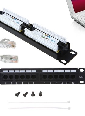 Cat6 12 Port RJ45 Patch Panel UTP LAN Network Adapter Cable