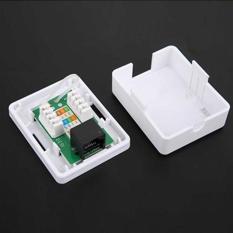2Pcs Cat6 RJ45 8P8C Surface Mount Box Single Port Desktop In