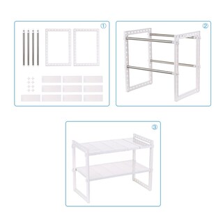 2-Tier Under Sink Storage Rack Expandable Shelf Storage Orga