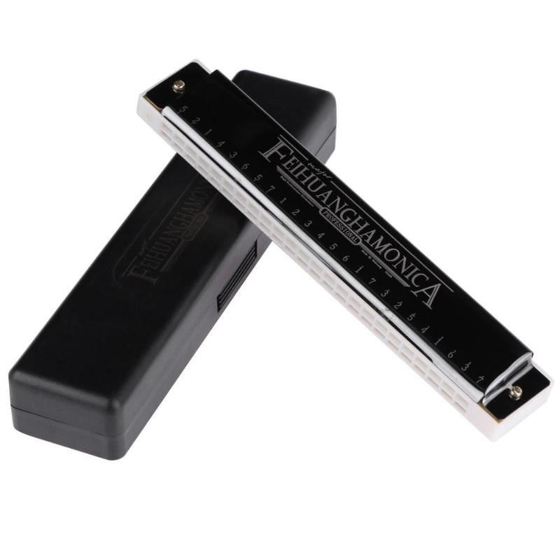 24 Hole Tremolo Harmonica C Key Octave-tuned Mouth Organ  wi