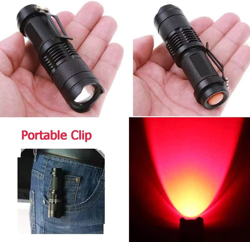 Mini Adjustable zoom SK68 Red Light Flashlight Red Hunting T