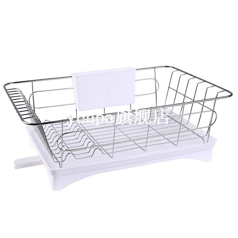 Stainless Steel Dish Drainer Drying Rack With 3-Piece Set Re