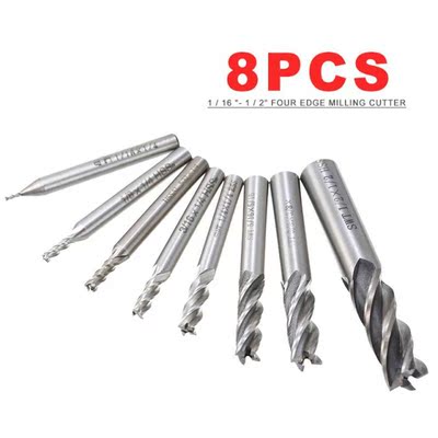 8pcs Milling Cutter Woodwork Cutter Endmill 4 Flutes Spiral